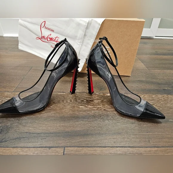 NIB CHRISTIAN LOUBOUTIN DEBOUT CONDORAPIK 100 VINYL & BLK PATENT PUMP- SIZE 40 - Picture 5 of 13